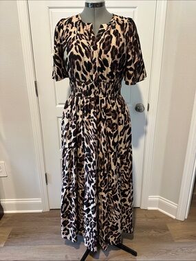 She + Sky Leopard Print Maxi Dress in Beige and Black